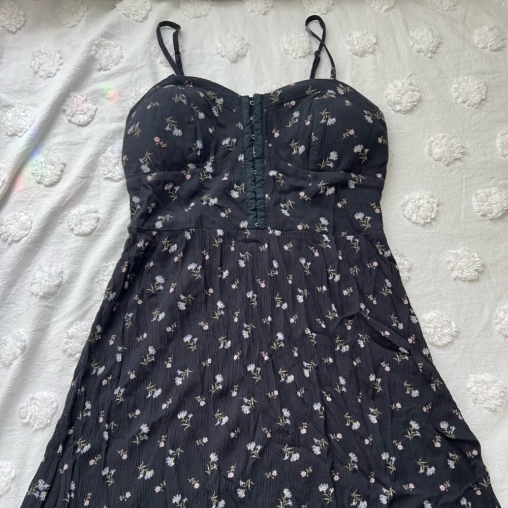 AEO black floral dress